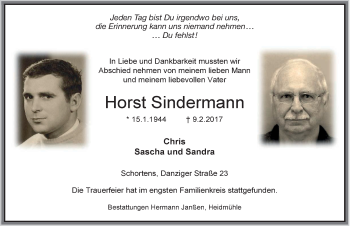 Traueranzeige von Horst Sindermann von Rhein-Zeitung