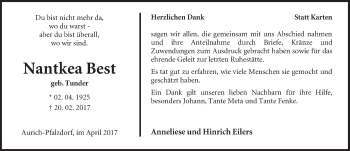 Traueranzeige von Nantkea Best von Rhein-Zeitung