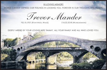 Traueranzeige von Trevor Mander von Wilhelmshavener Zeitung