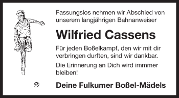 Traueranzeige von Wilfried Cassens von Rhein-Zeitung