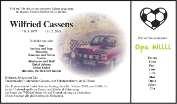 Traueranzeige von Wilfried Cassens von Rhein-Zeitung