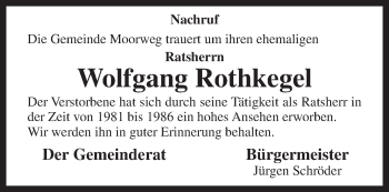 Traueranzeige von Wolfgang Rothkegel von Rhein-Zeitung
