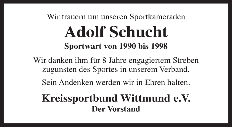  Traueranzeige für Adolf Schucht vom 14.03.2018 aus Rhein-Zeitung