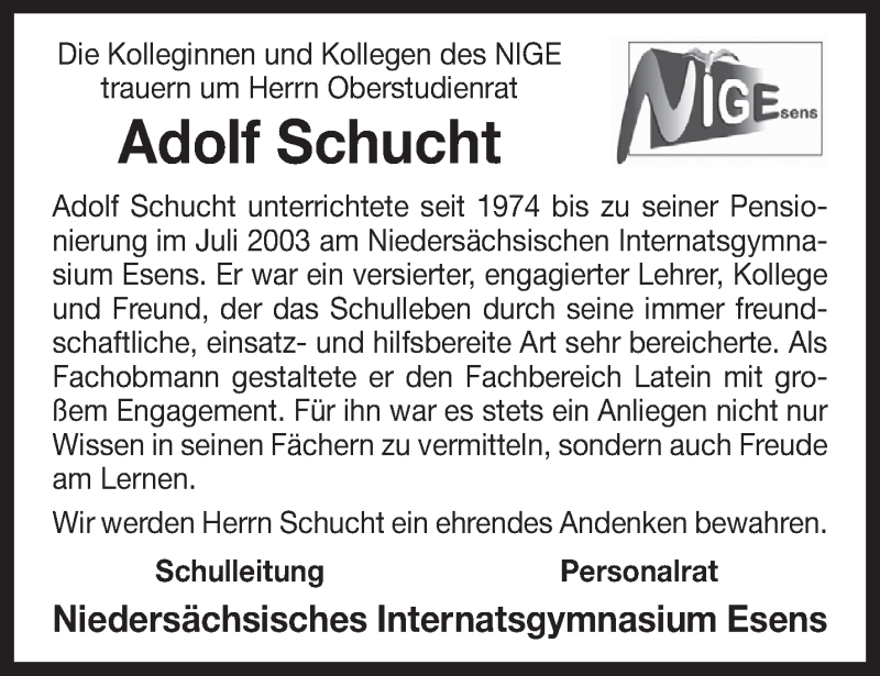  Traueranzeige für Adolf Schucht vom 13.03.2018 aus Rhein-Zeitung