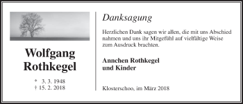 Traueranzeige von Wolfgang Rothkegel von Rhein-Zeitung
