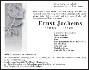 Traueranzeige von Ernst Joc-hems von Rhein-Zeitung