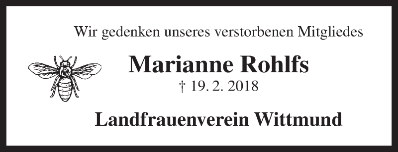  Traueranzeige für Marianne Rohlfs vom 05.01.2019 aus Rhein-Zeitung