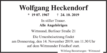 Traueranzeige von Wolfgang Heckendorf von Rhein-Zeitung