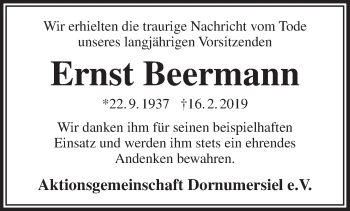 Traueranzeige von Ernst Beermann von Rhein-Zeitung