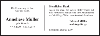 Traueranzeige von Anneliese Müller von Rhein-Zeitung