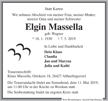 Traueranzeige von Elgin Massella von Rhein-Zeitung
