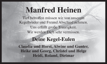Traueranzeige von Manfred Heinen von Rhein-Zeitung