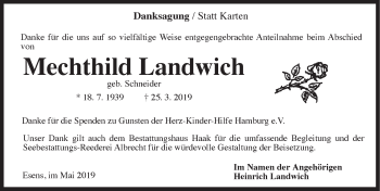Traueranzeige von Mechthild Landwich von Rhein-Zeitung