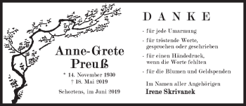 Traueranzeige von Anne-Grete Preuß von Rhein-Zeitung