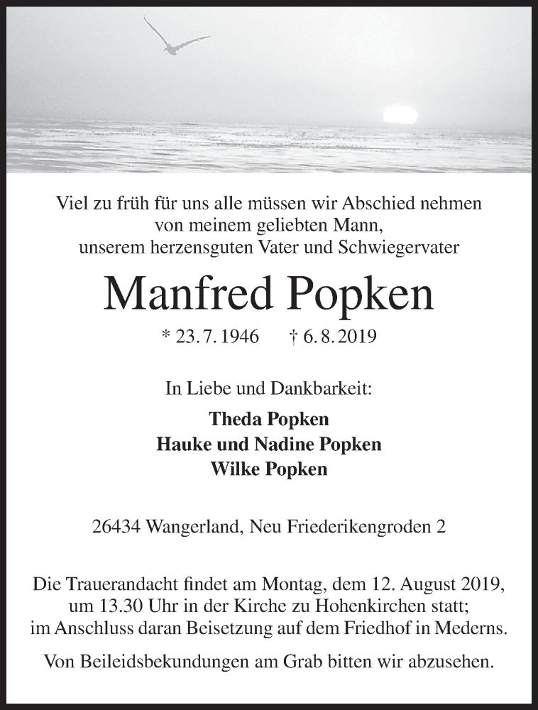  Traueranzeige für Manfred Popken vom 08.08.2019 aus Rhein-Zeitung