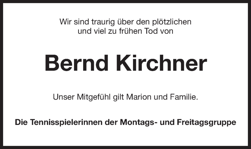  Traueranzeige für Bernd Kirchner vom 18.11.2020 aus Wilhelmshavener Zeitung