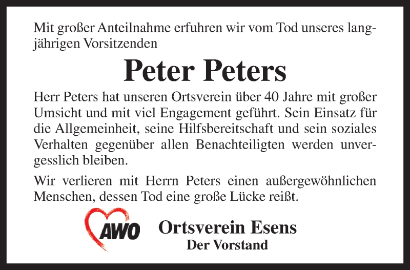  Traueranzeige für Peter Peters vom 03.03.2020 aus Rhein-Zeitung