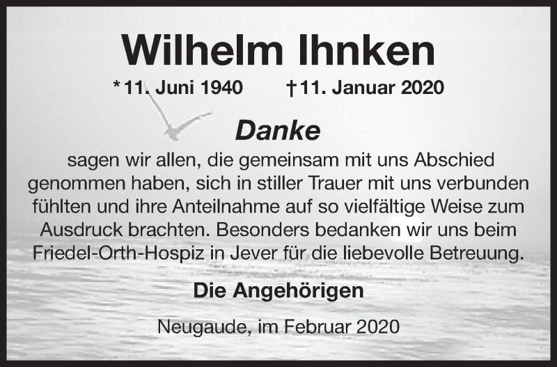 Traueranzeigen Von Wilhelm Ihnken Nordwest Trauerde