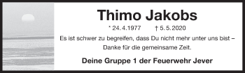 Traueranzeige von Thimo Jakobs von Anzeiger für Harlingerland