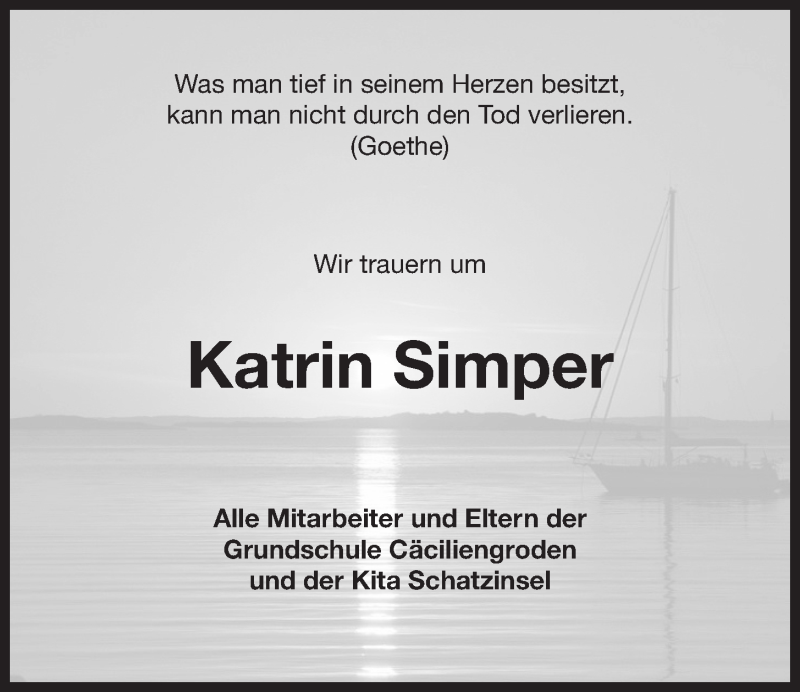  Traueranzeige für Katrin Simper vom 04.07.2020 aus Wilhelmshavener Zeitung