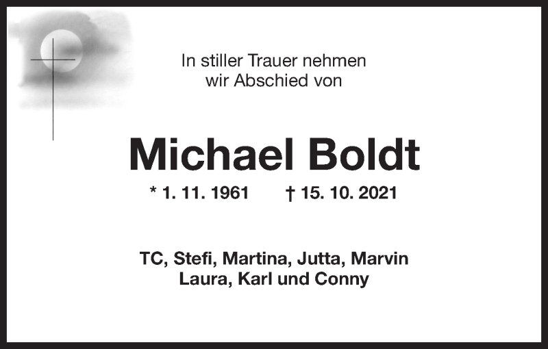  Traueranzeige für Michael Boldt vom 23.10.2021 aus Wilhelmshavener Zeitung