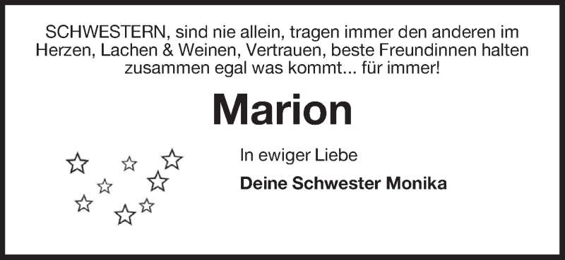  Traueranzeige für Marion Ulbrich vom 06.02.2021 aus Anzeiger für Harlingerland