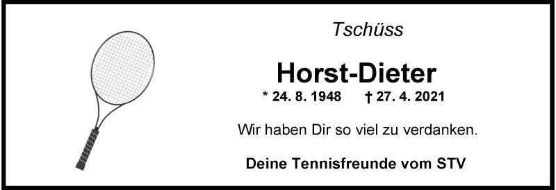  Traueranzeige für Horst-Dieter Eisenhauer vom 30.04.2021 aus Wilhelmshavener Zeitung