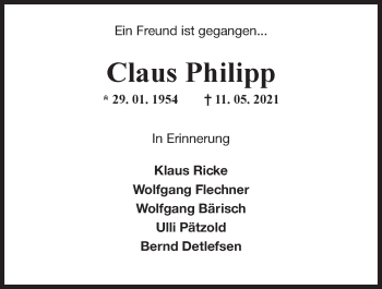 Traueranzeige von Claus Philipp von Wilhelmshavener Zeitung