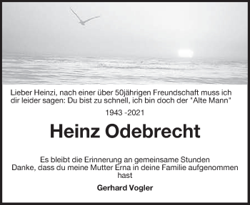 Traueranzeige von Heinz Odebrecht von Anzeiger für Harlingerland