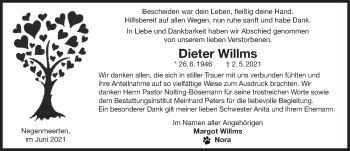 Traueranzeige von Dieter Willms von Anzeiger für Harlingerland