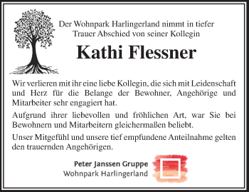 Traueranzeige von Kathi Flessner von Anzeiger für Harlingerland