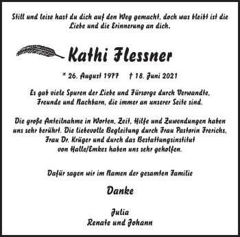 Traueranzeige von Kathi Flessner von Anzeiger für Harlingerland