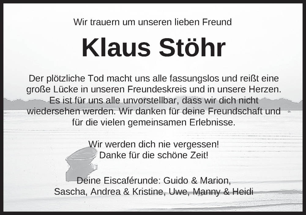  Traueranzeige für Klaus Stöhr vom 21.12.2022 aus Anzeiger für Harlingerland