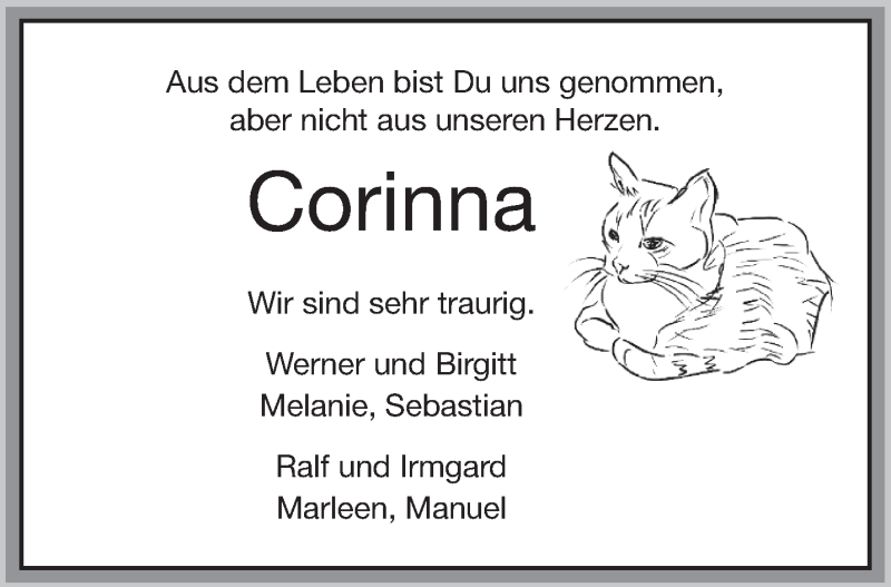  Traueranzeige für Corinna Fellensiek vom 05.02.2022 aus Anzeiger für Harlingerland