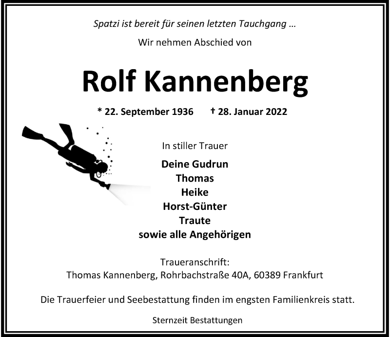  Traueranzeige für Rolf Kannenberg vom 05.02.2022 aus Wilhelmshavener Zeitung