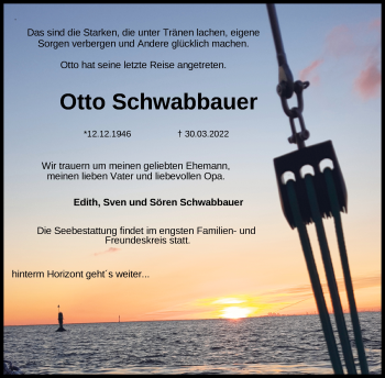 Traueranzeige von Otto Schwabbauer von Wilhelmshavener Zeitung