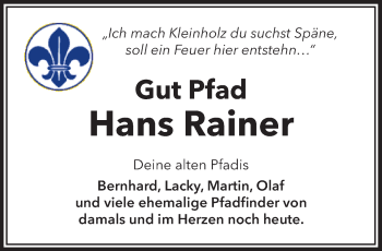 Traueranzeige von Hans Rainer Rübesam von Anzeiger für Harlingerland