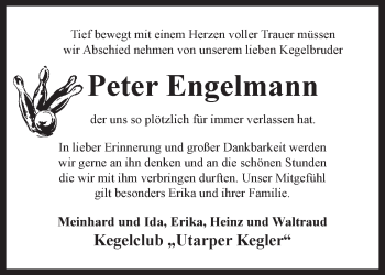Traueranzeige von Peter Engelmann von Anzeiger für Harlingerland