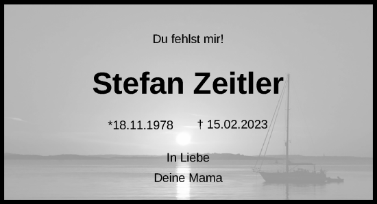Traueranzeige von Stefan Zeitler von Wilhelmshavener Zeitung