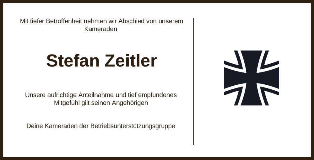  Traueranzeige für Stefan Zeitler vom 25.02.2023 aus Wilhelmshavener Zeitung