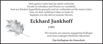 Traueranzeige von Eckhard Junkhoff von Emder Zeitung