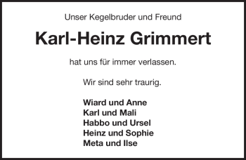 Traueranzeige von Karl-Heinz Grimmert von Emder Zeitung