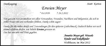 Traueranzeige von Erwien Meyer von Emder Zeitung