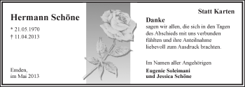 Traueranzeige von Hermann Schöne von Emder Zeitung