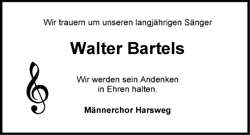  Traueranzeige für Walter Bartels vom 19.08.2014 aus Emder Zeitung