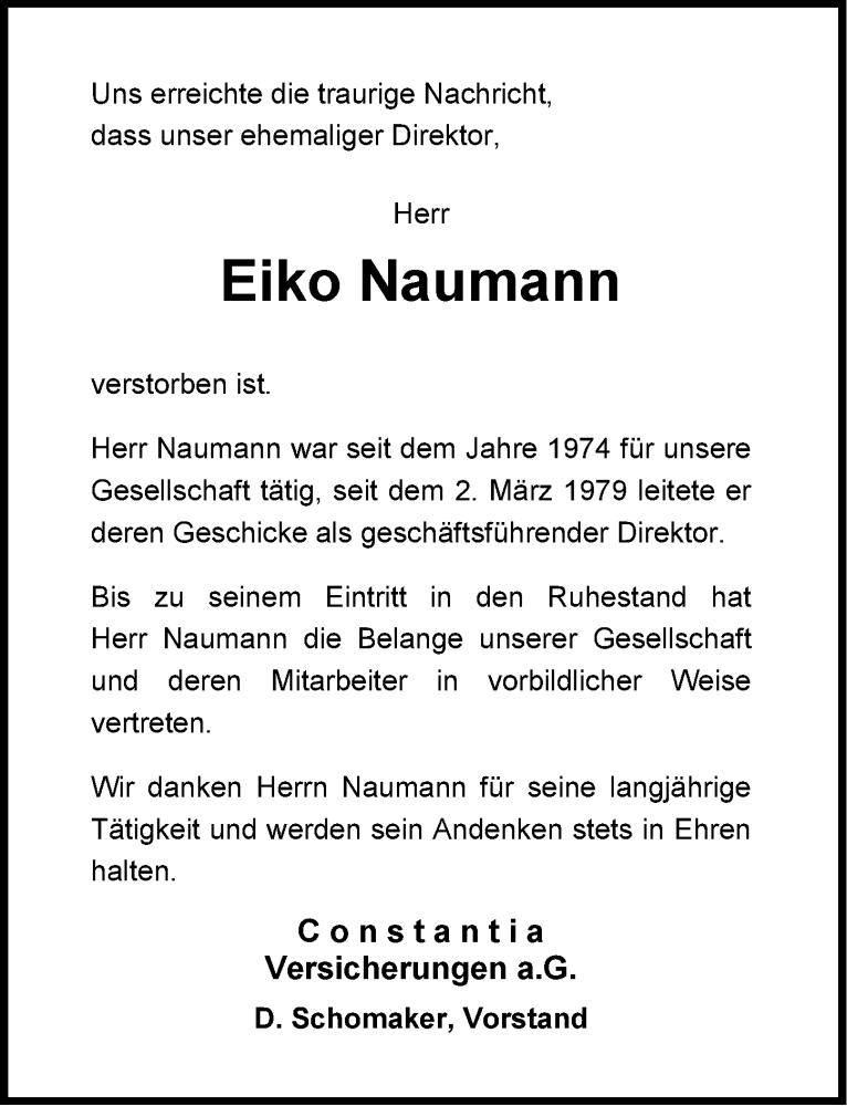  Traueranzeige für Eiko Naumann vom 22.05.2015 aus Emder Zeitung