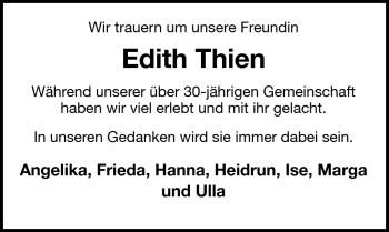 Traueranzeige von Edith Thien von Emder Zeitung