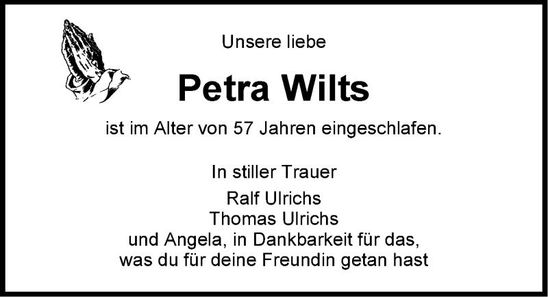  Traueranzeige für Petra Wilts vom 28.07.2015 aus Emder Zeitung