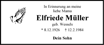Traueranzeige von Elfriede Müller von Emder Zeitung