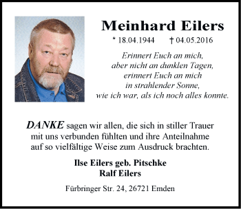 Traueranzeige von Meinhard Eilers von Emder Zeitung